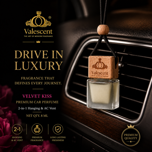Valescent Velvet Kiss Premium Car Perfume | 2-in-1 Hanging & AC Vent | Luxury Long Lasting Fragrance | 8ML