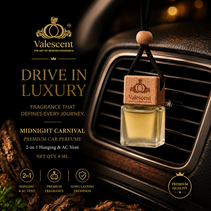 Valescent Midnight Carnival Premium Car Perfume | 2-in-1 Hanging & AC Vent | Luxury Long Lasting Scent | 8ML